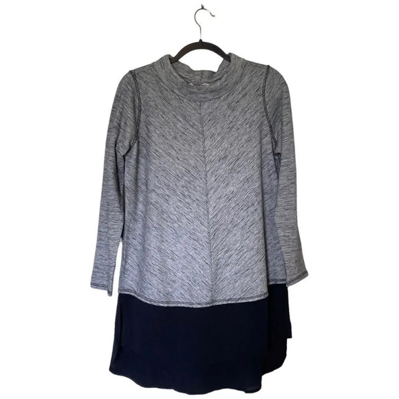 SOFT SURROUNDINGS York Tiered Pullover Sweater Gray Black Chiffon Size Medium - Picture 2 of 8